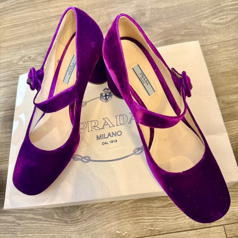 Prada Women's Luxurious Purple Velvet Heels